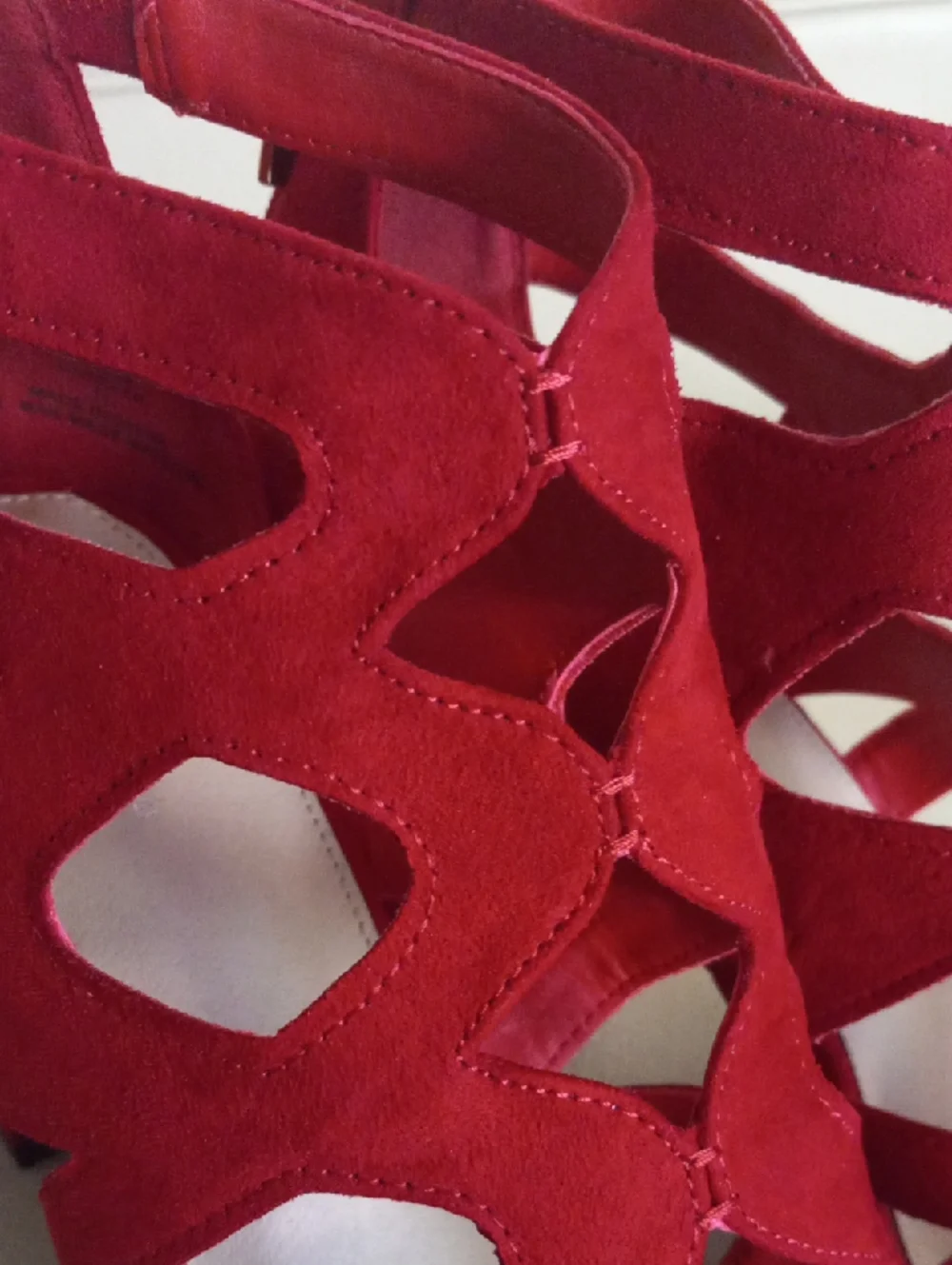 Limelight Red Suede Cutout Block Heel Sandals Size 11